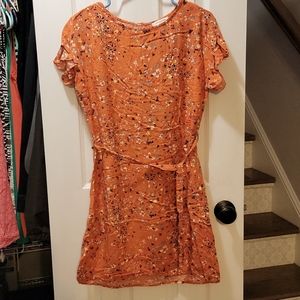 Ruffle sleeve tie waist dress